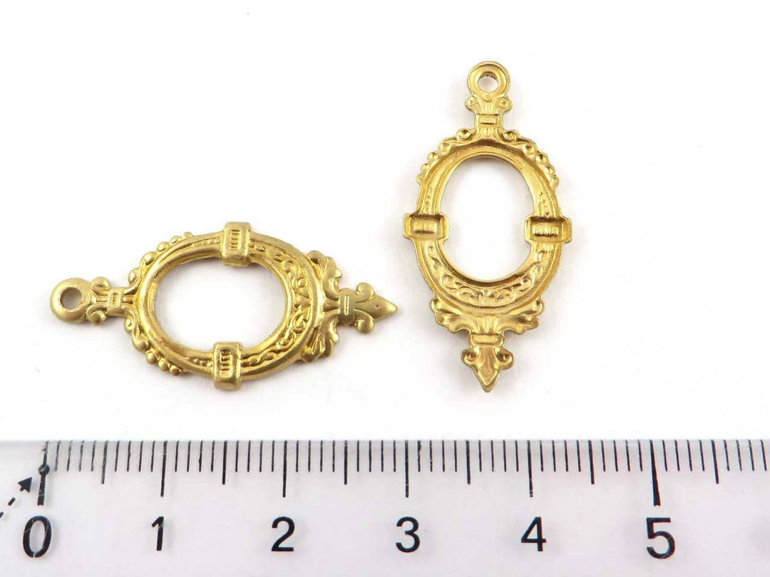 2x Breloque goutte cadre ovale ajouré vintage (15mm x 30mm) V-113